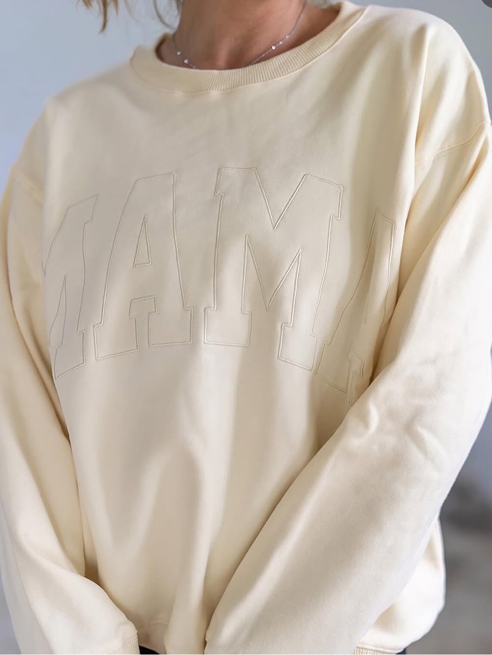 Oversized “mama” Sweatshirt- Buttercream